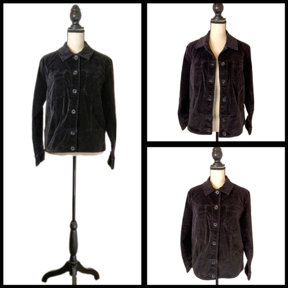 Vintage ::Fashion Bug Black Velvet Button Down Women's Long Sleeve Jacket Size S - Picture 1 of 9